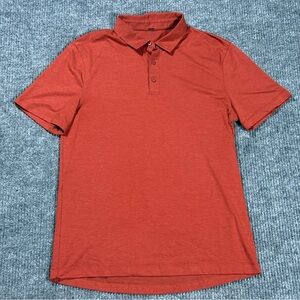 Lululemon Evolution Polo Shirt Mens Medium Orange Short Sleeve Athletic Golf